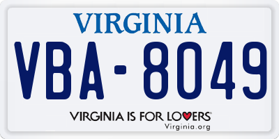 VA license plate VBA8049