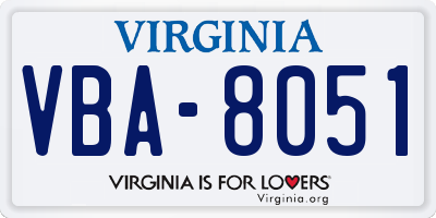 VA license plate VBA8051