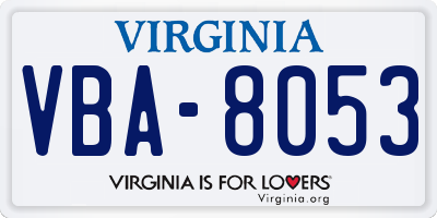VA license plate VBA8053