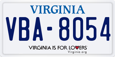 VA license plate VBA8054