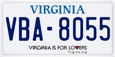 VA license plate VBA8055