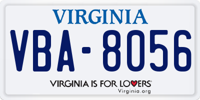 VA license plate VBA8056
