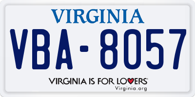 VA license plate VBA8057