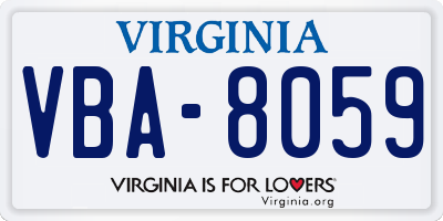 VA license plate VBA8059