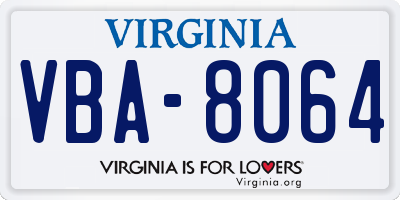 VA license plate VBA8064