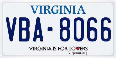 VA license plate VBA8066