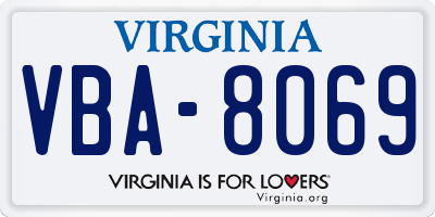 VA license plate VBA8069