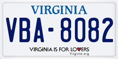 VA license plate VBA8082