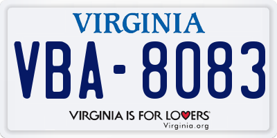 VA license plate VBA8083