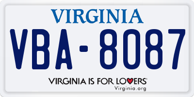 VA license plate VBA8087