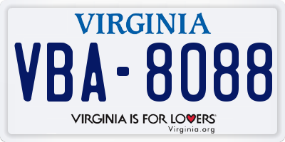 VA license plate VBA8088