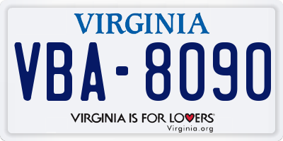 VA license plate VBA8090