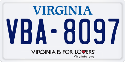 VA license plate VBA8097