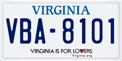 VA license plate VBA8101