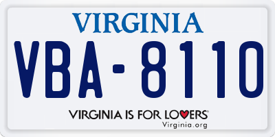 VA license plate VBA8110