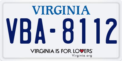 VA license plate VBA8112