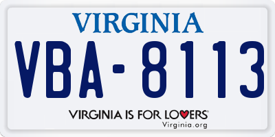 VA license plate VBA8113