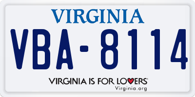 VA license plate VBA8114