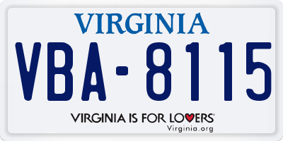 VA license plate VBA8115
