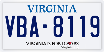 VA license plate VBA8119