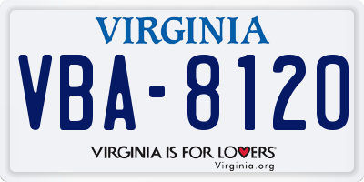 VA license plate VBA8120