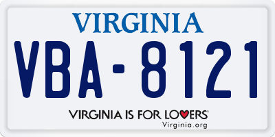 VA license plate VBA8121