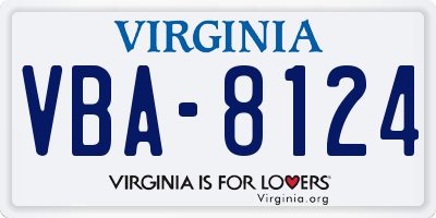 VA license plate VBA8124