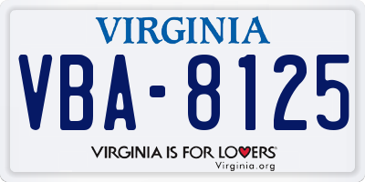 VA license plate VBA8125