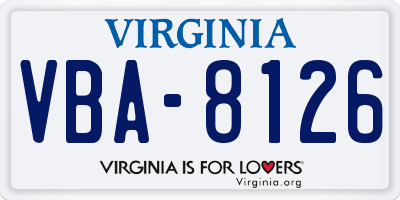VA license plate VBA8126