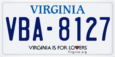 VA license plate VBA8127