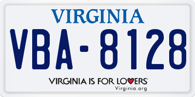 VA license plate VBA8128