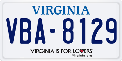 VA license plate VBA8129