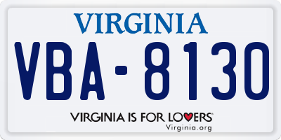 VA license plate VBA8130