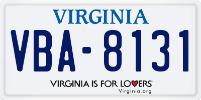 VA license plate VBA8131