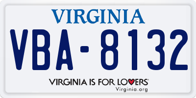 VA license plate VBA8132