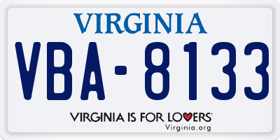 VA license plate VBA8133