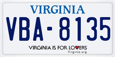 VA license plate VBA8135