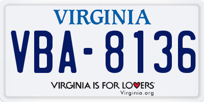 VA license plate VBA8136
