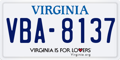 VA license plate VBA8137