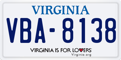 VA license plate VBA8138