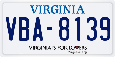 VA license plate VBA8139