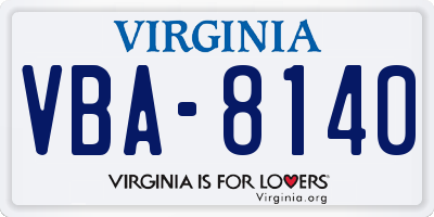 VA license plate VBA8140