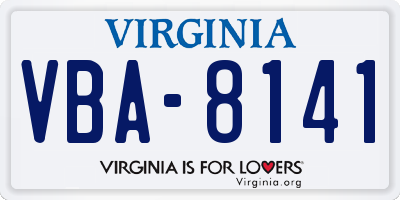 VA license plate VBA8141