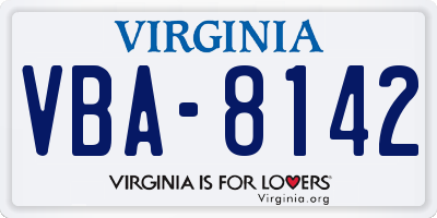 VA license plate VBA8142