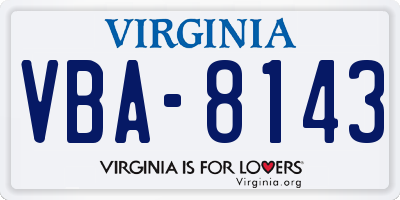 VA license plate VBA8143