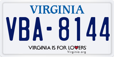 VA license plate VBA8144