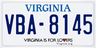 VA license plate VBA8145
