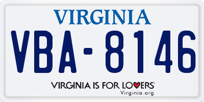 VA license plate VBA8146