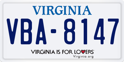 VA license plate VBA8147
