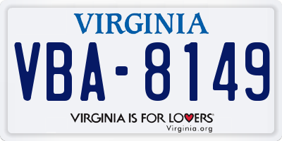 VA license plate VBA8149